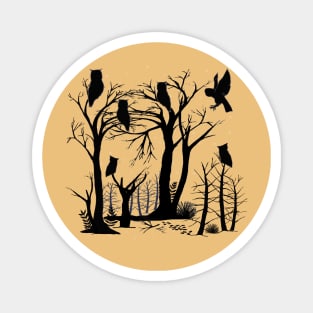 Mysterious Owls in Silhouette Magnet